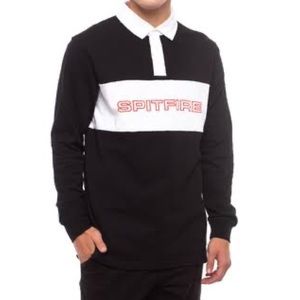 Spitfire Geary Navy & Grey Long Sleeve Polo Shirt